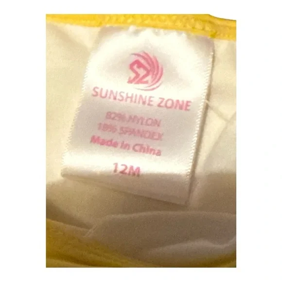 Kids Yellow and Pink Ruffle Swim Bikini Size 12 months UPF 50 - Picture 4 of 4